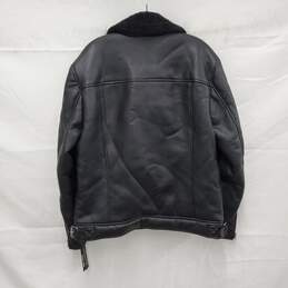 NWT Guess MN's Faux Leather & Fur Black Biker Jacket Size L alternative image