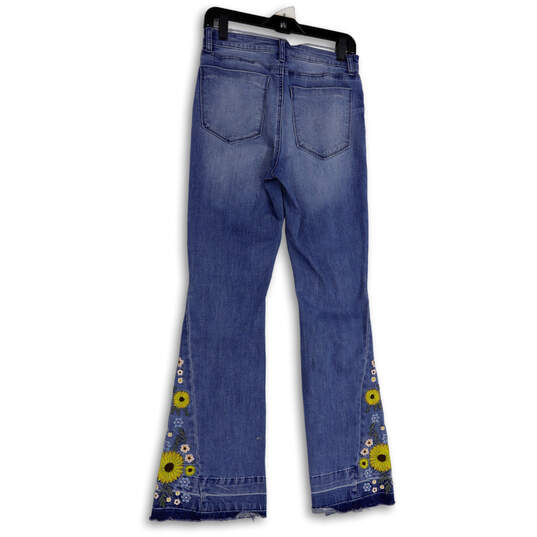Womens Blue Denim Medium Wash Pockets Embroidered Bootcut Leg Jeans Size 5 image number 2