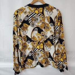 Francesca of Damon Silk Button Up LS Gold White Black Coach Shirt Women's 14 alternative image