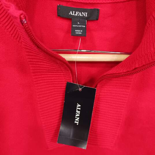 Alfani Red 1/4 Zip Pullover Sweater Men's Size L image number 2