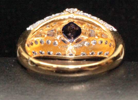 Sterling Silver Sapphire & Cubic Zirconia Ring (SZ 8.75) - 5.3g image number 4
