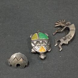 Bundle of 3 Sterling Silver Southwestern Brooches/Pin - 18.4g