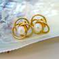 14K Yellow Gold White Pearl Interlocking Circles Post Earrings 0.6g image number 1