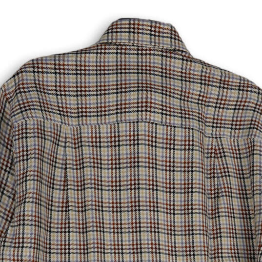 NWT Mens Multicolor Plaid Collared Long Sleeve Dress Shirt Size Medium image number 4