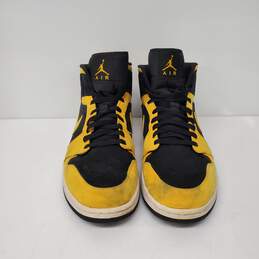 Nike Air Jordan 1 Retro Mid Reverse Yellow & Black High Top Sneakers Size 14
