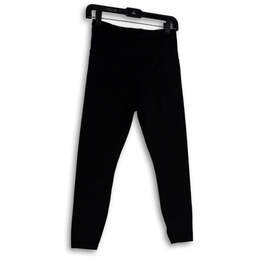 Womens Black Flat Front Elastic Waist Pull-On Compression Leggings Size S