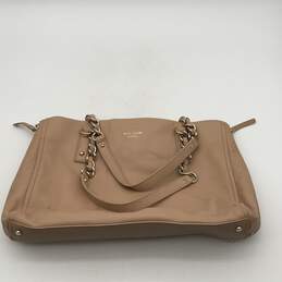 Womens Tan Leather Bottom Stud Inner Pocket Double Handle Shoulder Bag