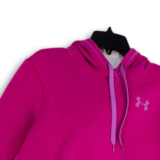 Womens Pink Long Sleeve Kangaroo Pocket Drawstring Pullover Hoodie Size XL image number 3