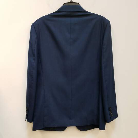 Mens Blue Wool Blend Notch Collar Long Sleeve Single Breasted Blazer Sz 50 image number 2