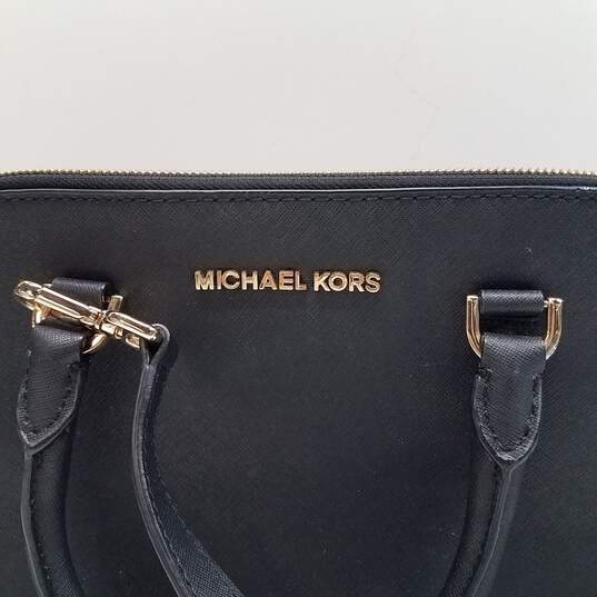 Michael Kors Saffiano Leather Satchel Bag Black image number 7