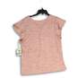 NWT Ana A New Apparel Womens Pink White Striped Henley Neck Blouse Top Size L image number 2