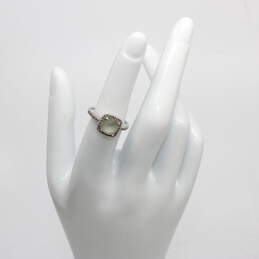 14K White Gold Quartz Diamond Accent Ring(Size 5.5)-2.4g