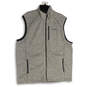 Mens Gray Fleece Mock Neck Welt Pocket Full-Zip Sweater Vest Size XL image number 1