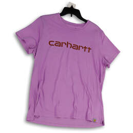 Womens Purple Graphic Print Short Sleeve Crew Neck Pullover T-Shirt Size XL