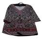 Womens Black Mandala 3/4 Sleeve V Neck Tunic Top Size Medium image number 1