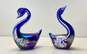 2 Blown Cobalt Blue Swans Glass Sculptures Ceramic Art Figurines image number 1