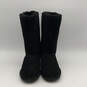 Womens Black Suede Round Toe Pull On Lined Snow Boots Size 10 image number 1