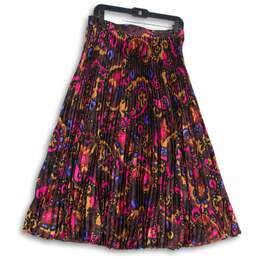 Ann Taylor Womens Multicolor Paisley Side Zip Midi Pleated Skirt Size 6 alternative image
