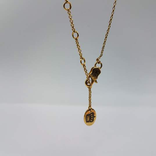 Juicy Couture W/Box Gold Tone Multi Color 1 2/8 Inch Strawberry Pendant on 15.5 Inch Necklace 10.0g image number 4