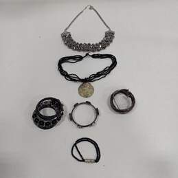 Bundle of Assorted Black and Silver Toned Fashion Costume Jewelry