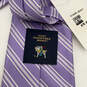 NWT Mens Purple Silk Striped Four-In-Hand Pointed Designer Neck Tie image number 3