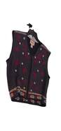 Vintage Womens Multicolor Embroidered V Neck Zip Up Vest Size X-Large image number 2