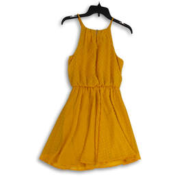 Womens Yellow Pleated Sleeveless Square Neck Fit And Flare Dress Size S alternative image