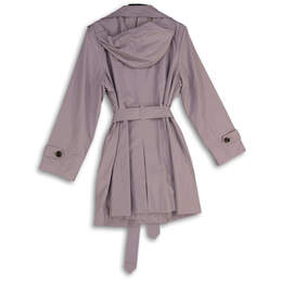 Womens Purple Single Breasted Button Front Belted Trench Coat Size XL alternative image