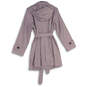 Womens Purple Single Breasted Button Front Belted Trench Coat Size XL image number 2