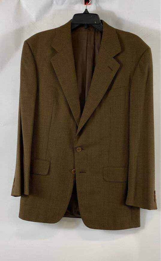 GUCCI Brown Plaid Sports Coat - Size X Large image number 1