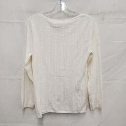 NWT LA Maille Sezane WM's Ivory Polyester Blend Knit Scoop Neck Sweater Size XL alternative image