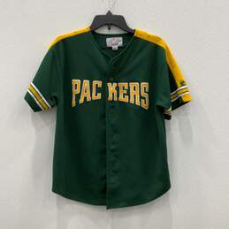 Genuine Merchandise Starter Mens Yellow Green Bay Packers Button-Up Jersey Sz L