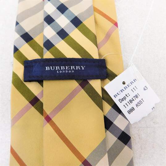 BURBERRY London Men's Yellow House Check Silk Necktie Tie with COA image number 3