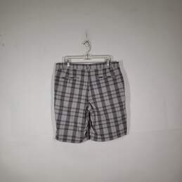 Mens Cotton Plaid Pockets Regular Fit Flat Front Chino Shorts Size 36 alternative image