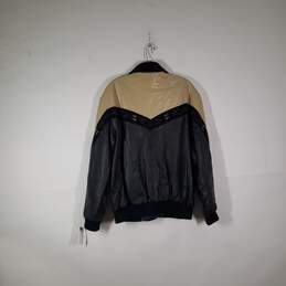 Mens Leather Long Sleeve Collared Full-Zip Bomber Jacket Size Large alternative image