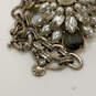 Designer J. Crew Gold-Tone Crystal Cut Stone Flower Statement Necklace image number 4