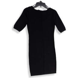 NWT Womens Black Knitted Short Sleeve Pullover Sweater Dress Size S alternative image