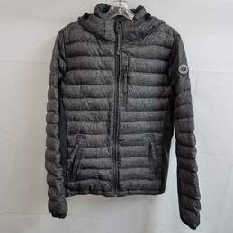 Abercrombie gray brown abstract print all season lightweight down jacket S