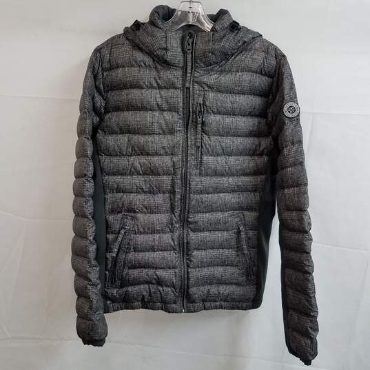 Abercrombie gray brown abstract print all season lightweight down jacket S image number 1