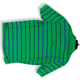 Mens Green Striped Short Sleeve Spread Collar Pullover Polo Shirt Size L alternative image