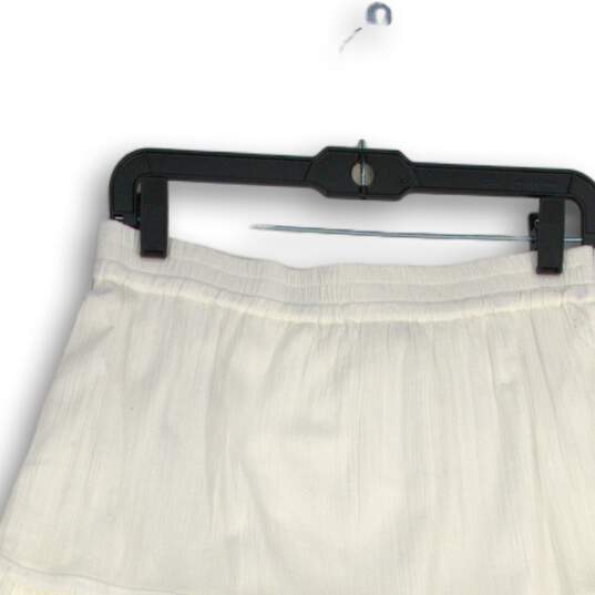 NWT Talbots Womens White Elastic Waist Pull-On Tiered A-Line Skirt Size Small image number 3