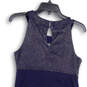 Womens Blue Glittery Sleeveless Round Neck Keyhole Short Shift Dress Size 6 image number 4