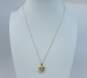 14K Two Tone Gold Interlocked Hearts Pendant On Box Chain Necklace 3.0g image number 1