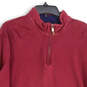 Mens Red Long Sleeve Mock Neck Quarter Zip Pullover Sweatshirt Size XL image number 3
