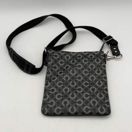 Womens Black Logo Charm Adjustable Strap Zipper Crossbody Bag image number 2