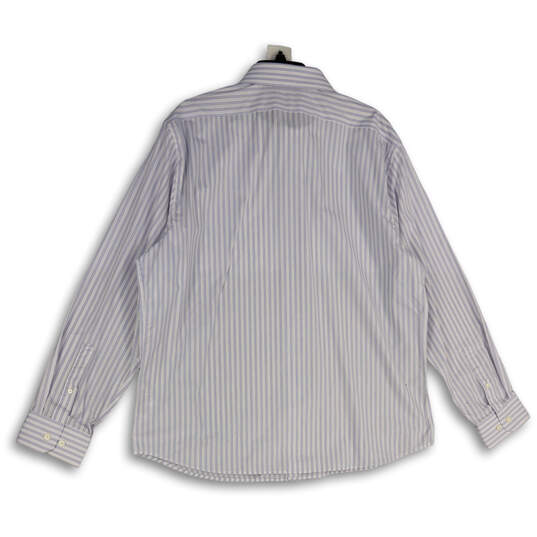 NWT Mens White Blue Striped Spread Collar Long Sleeve Button-Up Shirt Sz XL image number 2