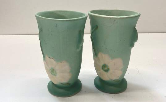 Weller Pottery Vintage Pair of Dog Wood Art Deco Ceramic Art Vase image number 3