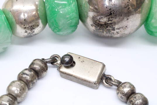 Sterling Silver 23" Beaded Jadeite Necklace - 116.53g image number 4