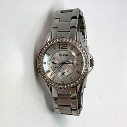 Designer Fossil ES3202 Riley Silver-Tone Stainless Steel 10 ATM Wristwatch