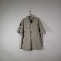 NWT Mens Collared Short Sleeve Chest Pockets Button-Up Shirt Size Large